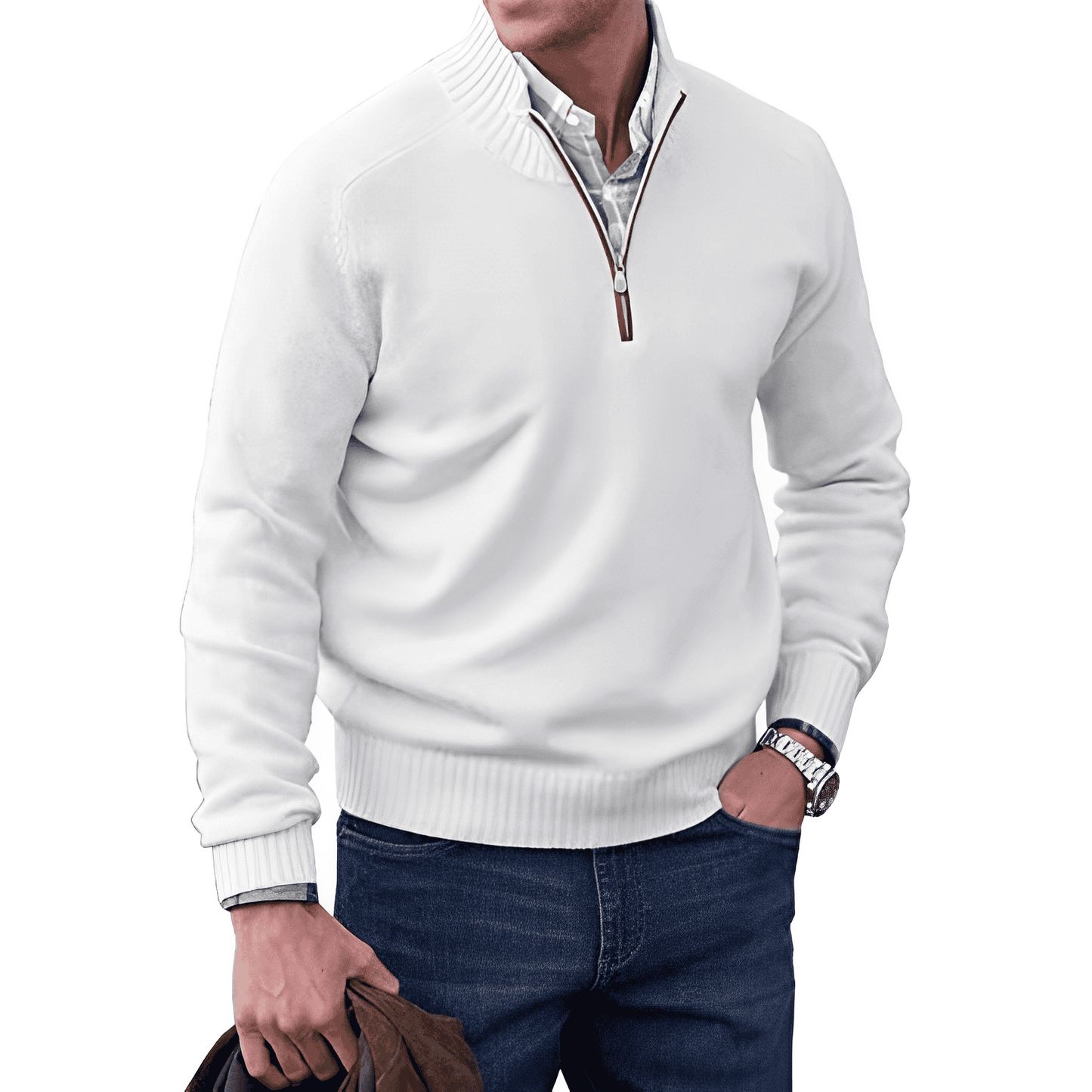 Benoit Elegant Cashmere Zip Sweater